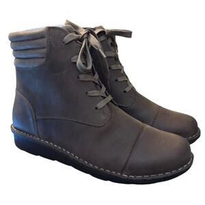 NIB Clark Collection Leather Ankle Boots Women's Size 11 M Brown Lace Up NEW